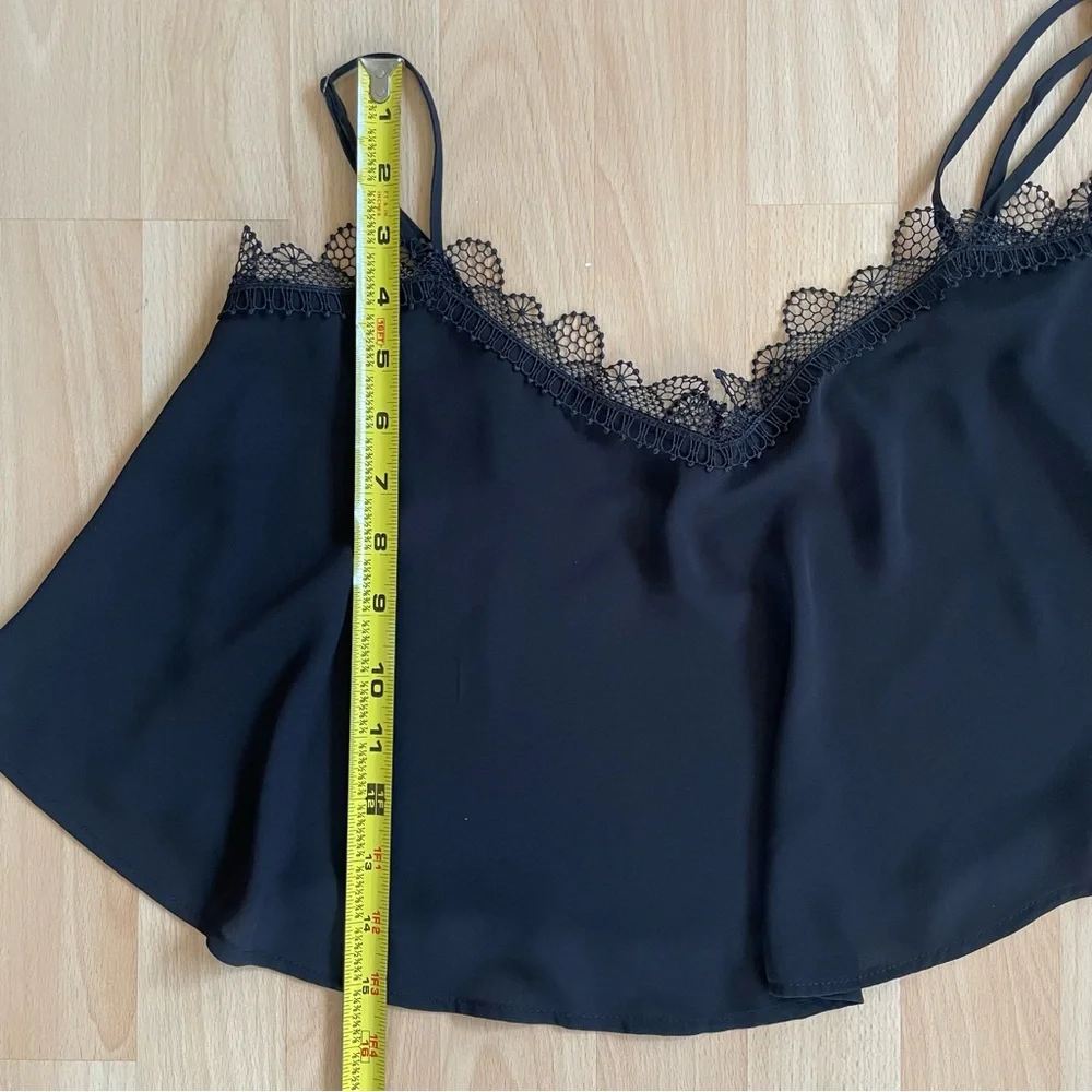 BCBG Black Lace Trim Camisole Crop Top Loose Flowy Cropped Cami tank XS NWOT - Picture 8 of 10
